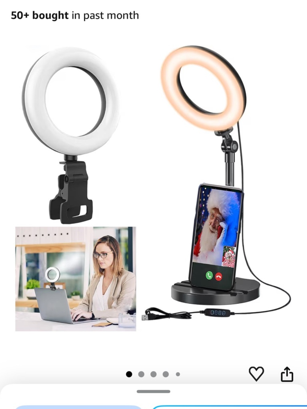 LED Ring Light with Stand & Phone Holder USB Desk Light for Zoom & Content Creat